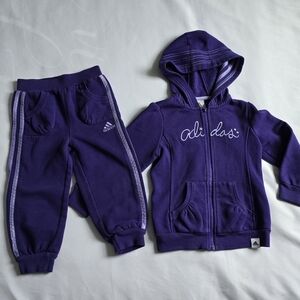 adidas Girls Purple Hoodie & Jogger Matching Set